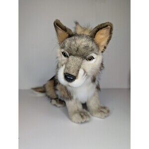 Hansa Soft Realistic Wolf Cub Gray Sitting Plush Portraits Of Nature